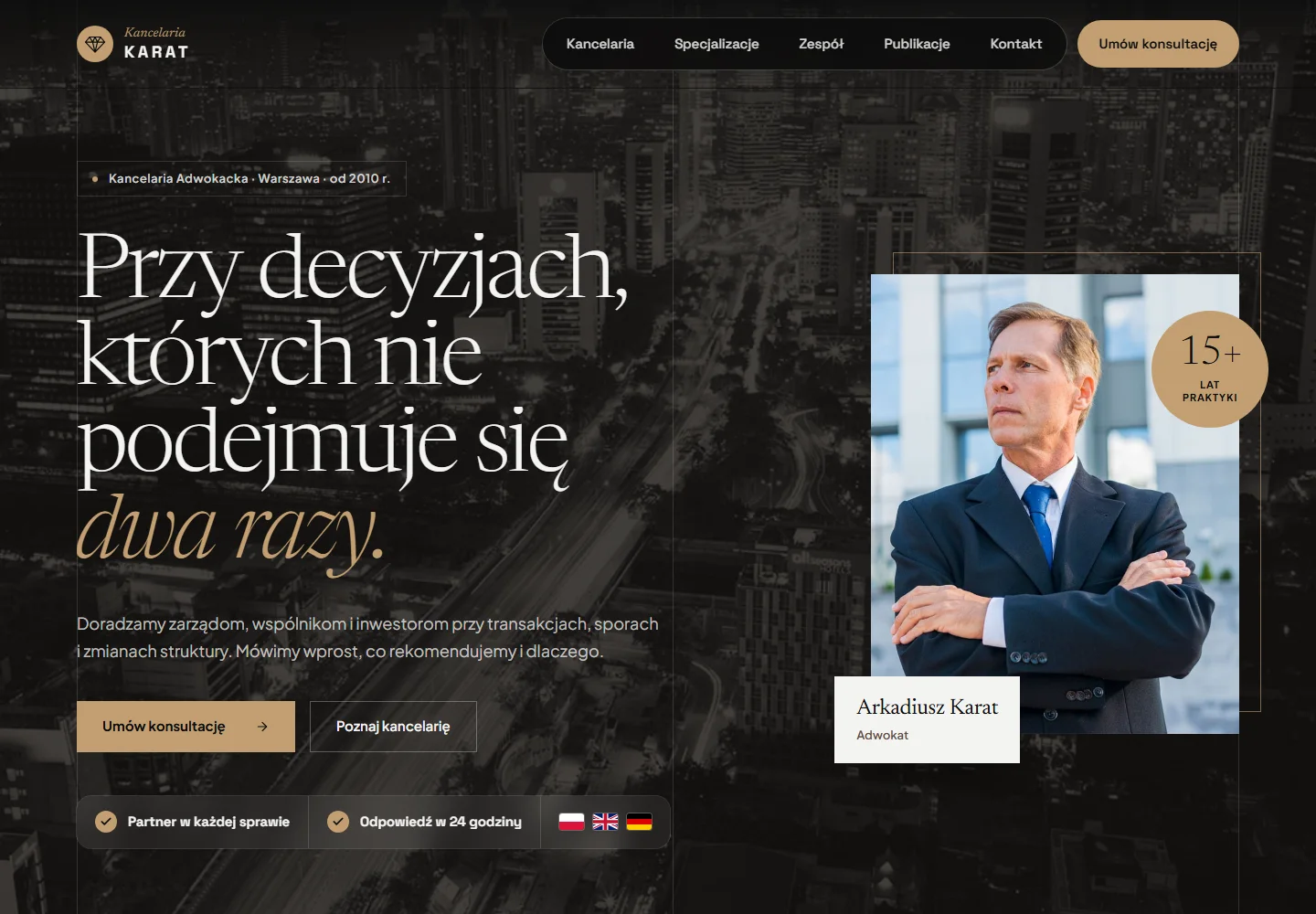 Zrzut strony głównej: Kancelaria Karat