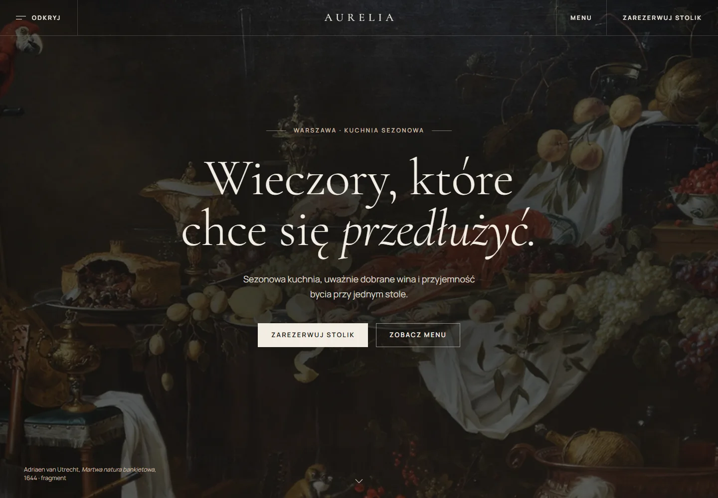 Zrzut strony głównej: Restauracja Aurelia
