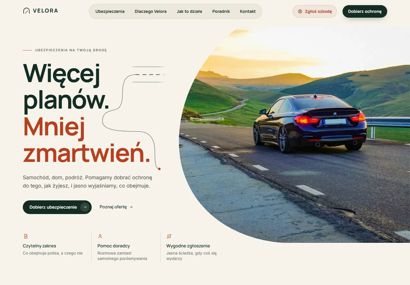 Zrzut strony głównej: Velora Ubezpieczenia