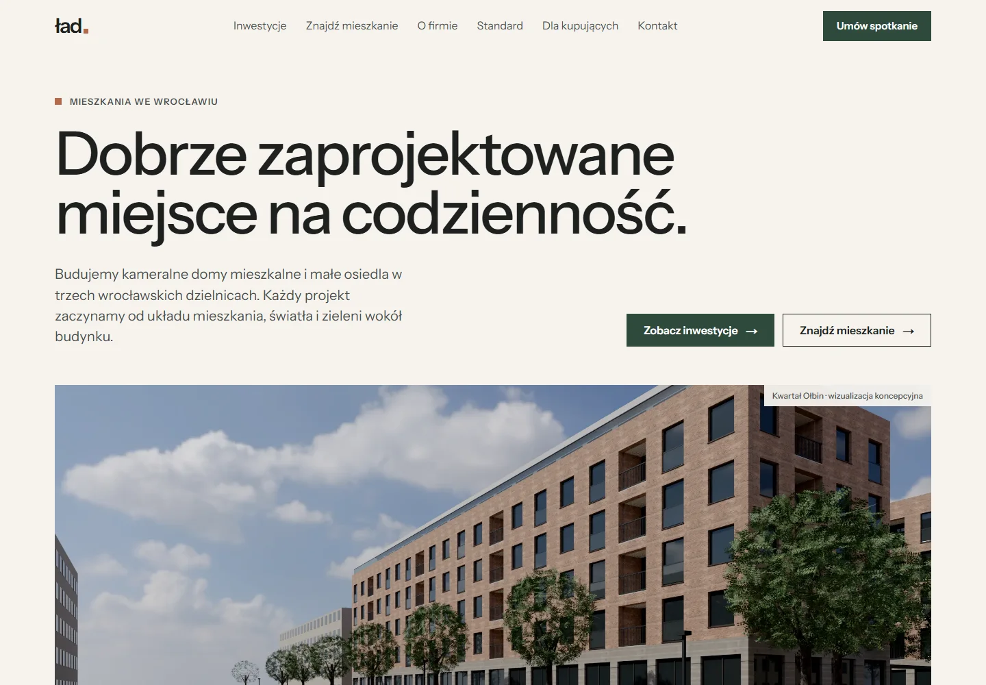 Zrzut strony głównej: Ład