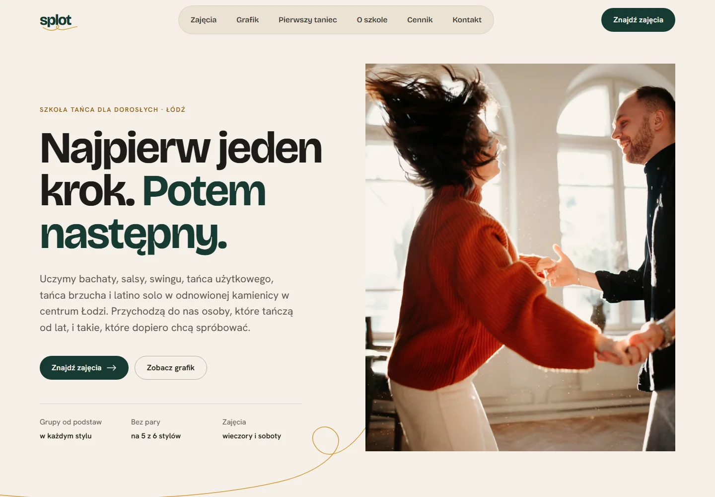Zrzut strony głównej: Splot