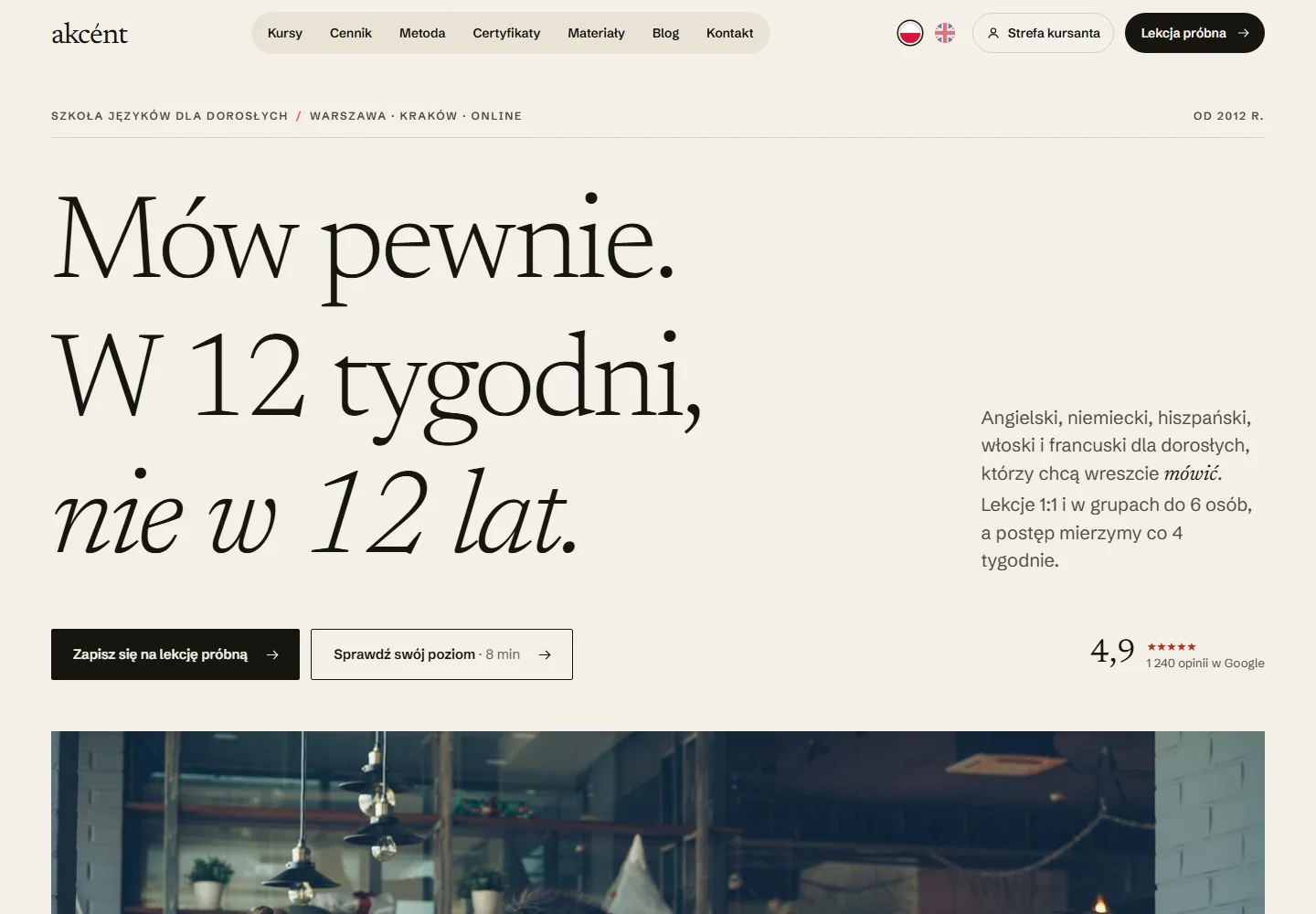 Zrzut strony głównej: Akcent